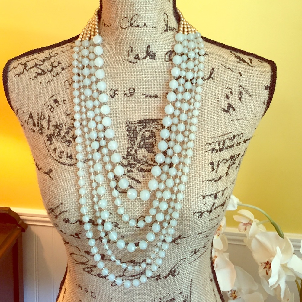 Mint Green Layered Bead Necklace